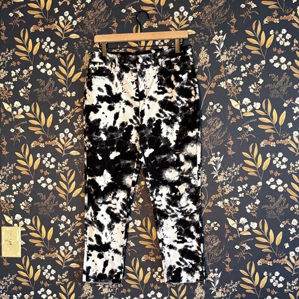 Karl Lagerfeld Paris Womens 8 Black Tie Dye Crop Jeans Raw Hem Streetwear Style
